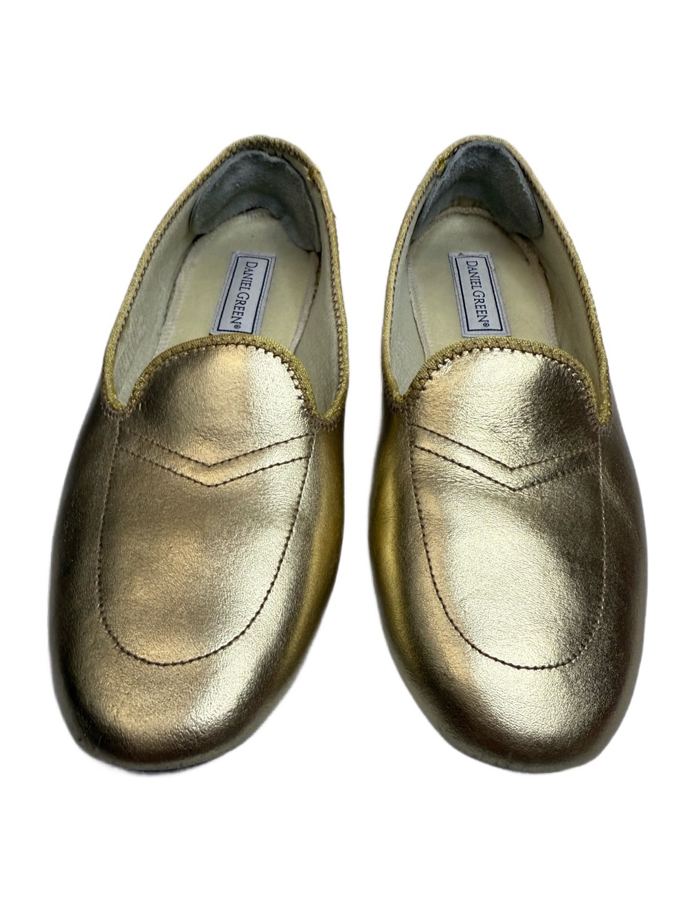 Vintage house shoes Gold Metallic Slip-On Loafers